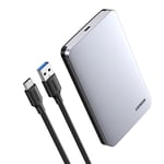 Ugreen 2,5" SATA-hårddiskhölje med USB-C till USB-A-kabel - Silver