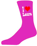 Personalised Valentines Hot Pink Socks, I Heart . . . Choose your name.