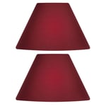 2 Pack - Wine Red 14" Cotton Coolie Fabric Vintage Lampshade with Reversible Gimble & Shade Reducing Ring to Fit All Types of Lampholders - Sold in Pairs