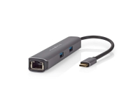 Nedis USB Multi-Port-Adapter USB 3.2 Gen1 6-in-1 - USB-C™ Stecker, HDMI™ Ausgang, RJ45 Buchse, 2x USB-A Buchse, 2x USB-C™, 5 Gbps, grau