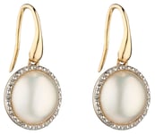 Elements Gold GE2287W 9k Yellow Gold Diamond And Pearl Drop Jewellery