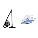Amazon Basics Cylinder Bagless Vacuum Cleaner, 1.5 L, 700 W & Russell Hobbs Steam Glide Travel Iron 22470, 760 W - White and Blue