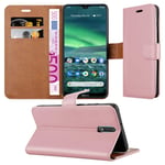 iPEAK For NOKIA 2.3 Phone Case Leather Flip Magnetic Closure Book Stand Card Holder Wallet Cover For Nokia 2.3 Mobile (Rosegold)