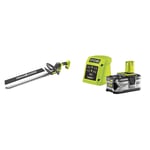 Ryobi RY18HT55A-0 18V ONE+ Cordless 55cm Hedge Trimmer (Bare Tool), 18 V & RC18115-140Z 18V ONE+ Lithium 1 x 4.0Ah Battery & 1.5A Charger Kit