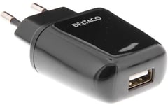 Väggladdare - USB - 2.4A - Svart