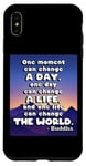 Coque pour iPhone XS Max Citation de Bouddha One Moment Can Change The World Zen Motivating