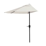 Pure Garden Demi-parasol de terrasse de 2,7 m – Ouverture en demi-cercle facile à manivelle – Pour contre un mur, un porche ou un balcon (brun roux)
