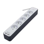 CHACON Bloc multiprise 5 prises 16 A avec 2 ports USB et câble 1.5 m HO5VV-F 3x1.5 mm² blanc et gris