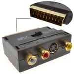 SCART to AV Adapter 3 x Phonos/SVHS with IN/OUT Switch for Video/Camera/Consoles
