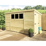 10 x 6 Pressure Treated Pent Garden Shed with Side Door
