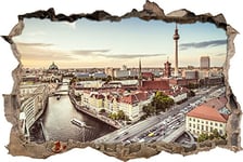 pixxp Rint 3D WD S2471 _ 62 x 42 Berlin Skyline avec Tour de télévision Murale avancée 3D Sticker Mural, Vinyle, Multicolore, 62 x 42 x 0,02 cm