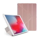 Pipetto Origami iPad Case Air 10.5 inch (2019) & Pro 10.5 inch (2017) with 5 in 1 stand & auto sleep/wake function Rose Gold/Clear