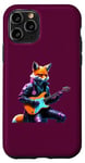 Coque pour iPhone 11 Pro Renard jouant de la guitare Rock Musicien Band Guitariste Amoureux de musique