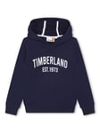 Timberland Kids' Logo Embroidered Hoodie, Navy/White