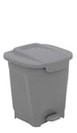 Tramontina Poubelle de recyclage de déchets de cuisine d'intérieur ou d'extérieur avec pédale et couvercle, plastique, 31 x 34 x 37,5 cm, gris, 15 l