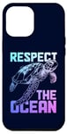 Coque pour iPhone 14 Pro Max Respect The Ocean Sea Turtle Surfer Plongée Fleurs