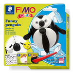 STAEDTLER 8035 18 FIMO Kids Modelling Clay Set - "Funny Penguin" (Pack of 2 FIMO Kids Blocks, Stickers & Modelling Tools)