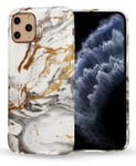 iPhone 12 / iPhone 12 Pro skal Marmor Grå-Guld