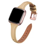 WFEAGL Strap Compatible for Fitbit Versa Strap,Slim Soft Leather Replacement Strap Compatible For Fitbit Versa/Fitbit Versa 2/Versa Lite Fitness Smart Watch,Women,Men（Camel Band+RoseGold Buckle）
