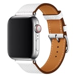 Apple Watch Series 5 44mm cross texture genuine leather watch band - White