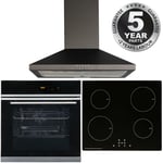 Black Touch Control 10 Function Single Fan Oven, Induction Hob & Chimney Hood