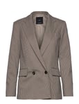 Mango Micro-Houndstooth Double-Breasted Jacket Brun