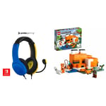 PDP Gaming LVL40 Stereo Headset with Mic for Nintendo Switch - PC, iPad, Mac, Laptop Compatible, 3.5 mm jack - Yellow & blue & LEGO 21178 Minecraft The Fox Lodge House, Animal Toys