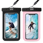 [2 Pack] JOTO Waterproof Phone Pouch Case, IPX8 Underwater Dry Bag for iPhone 13 Pro Max, 11 Xs Max XR X 8 7 6S Plus, Galaxy S10 Plus S10e S9 S8 +/Note 10+ 9 8, Pixel 4 XL 3a 3 2 XL - Black/Clearpink