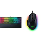 Razer Ornata V3 - Low-profile Mecha-membrane Keyboard Chroma RGB (Hybrid Mecha-Membrane Switch, Ergonomic Wrist Rest) UK Layout | Black & Basilisk V3 - Wired Customisable Gaming Mouse Black