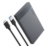 Ugreen HDD SSD 2,5'' SATA diskhus med USB-A til mikro USB-kabel, 5 Gbps, 0,5 m - Sort