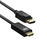 ACT Câble d'affichage 4K vers HDMI 1,8 m, Ultra HD 4K @ 30 Hz, connexion PC à moniteur/projecteur HDMI - AC7550