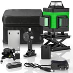 Niveau Laser Vert 4D 16 Lignes, Auto-Nivellement, 360° Horizontal/Vertical, Puissant, Compact, Rechargeable, Multifonction, Montage Inclus Rénovation Maison, Bureau, École