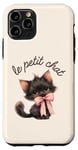 Coque pour iPhone 11 Pro Le Petit Chat Coquette - Adorable petit chat français noeud rose