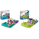 LEGO Disney Princess The Little Mermaid Story Book Buildable Toy with Ariel & Disney Peter Pan & Wendy's Storybook Adventure Portable Playset with Micro Dolls and Pirate Ship, Travel Toys