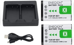 NP-BX1 ENEGON Replacement Battery (2-Pack) and Rapid Dual Charger for Sony NP-BX1 and Sony Cyber-shot DSC-RX100, DSC-RX100M II/II/Ⅳ/Ⅴ/Ⅵ/Ⅶ/VA, DSC-RX100 M4/M5/M6/M7, HDR-CX