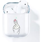 AirPods-fodral kompatibelt med AirPods 2 & 1 Transparent Silikonfodral Skyddande Fodral AirPods-fodral (Front LED Synlig) Stötsäkert Fodral Sött Pa
