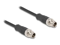 Delock - Nätverkskabel - 8 Pin M12-X (Hane) Till 8 Pin M12-X (Hane) - 2 M - 6 Mm - S/Ftp - Cat 5E - Svart