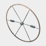 Lewmar Båtratt segelbåt Folding, vikbar, rostfritt stål & älgskinn, Ø810 mm, passar 1" (25 mm) rattaxel, beige/silver