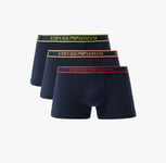 EMPORIO ARMANI Stretch Cotton Boxers Navy/Multicolour 3 Pack Size M BNWT/BOX