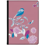 Azzumo Floral Patterned Bird Pink Scene Faux Leather Case Cover/Folio for the Apple iPad 10.2 (2020) 8th Generation