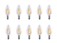 Electraline 92280 Ampoule Bougie LED à Filament Basse consommation 4 W = 40 W lumière Chaude Petit culot E14 10 pièces