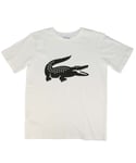 Lacoste Boys Boy's SPORT Tennis Oversized Croc T-Shirt in White Black - Black & Silver Cotton - Size 4Y