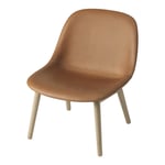 Fiber Lounge Chair Wood Base Refine Leather Cognac/ Oak