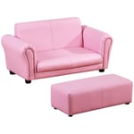Rosa Barnfåtölj med Fotpall, Bekväm Soffa