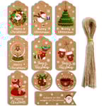 Julklappsetiketter Kraftpapper Presentpappersetiketter med hampsnören 50 st Miljövänlig julklappsklappsetikett null - Style 1