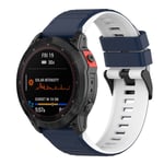 Garmin Fenix 7/6/6 Pro etc. Tvåfärgat klockarmband i silikon - Blå/Vit