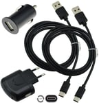 Favory-Shop Lot d'accessoires 4 en 1 compatibles avec Blackview BV9900 PRO (2020) | 2 x câble de données USB type C avec fiche longue, 1 x adaptateur secteur, 1 x adaptateur secteur, 1 x adaptateur allume-cigare USB C câble de charge