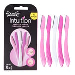 WILKINSON SWORD - Intuition Eyebrow Shaper | Définit et supprime les peluches du visage | Outil de dermaplaning | Pack de 5 rasoirs jetables