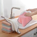 Coral Fleece Towel Kitchen Absorbent Cloth Dishwashin B Pink