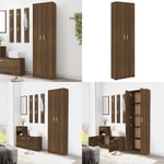 Hallgarderob brun ek 55x25x189 cm konstruerat trä - Klädhängare - Hatthylla - Home & Living